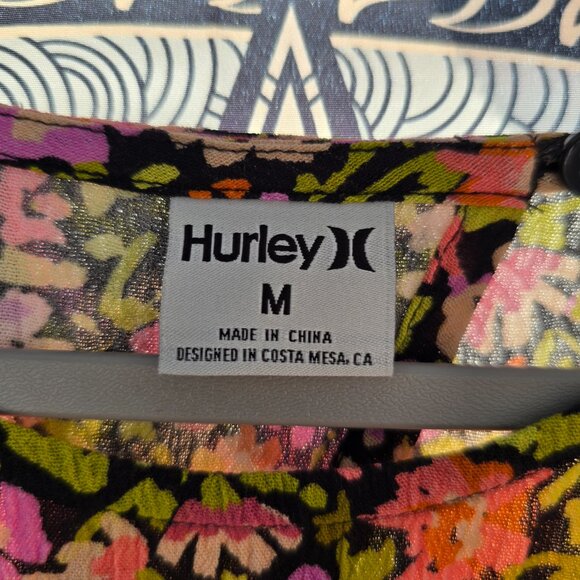 NWT Hurley Ladies Cropped Black Floral Long Sleeve Top Size M - Picture 3 of 6